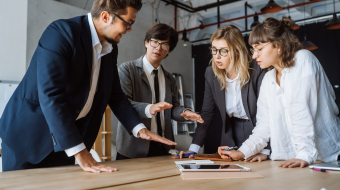 Business people negotiating having discussion, dispute or disagreement at meeting or negotiations, colleagues brainstorming debating about project during teamwork working together in office